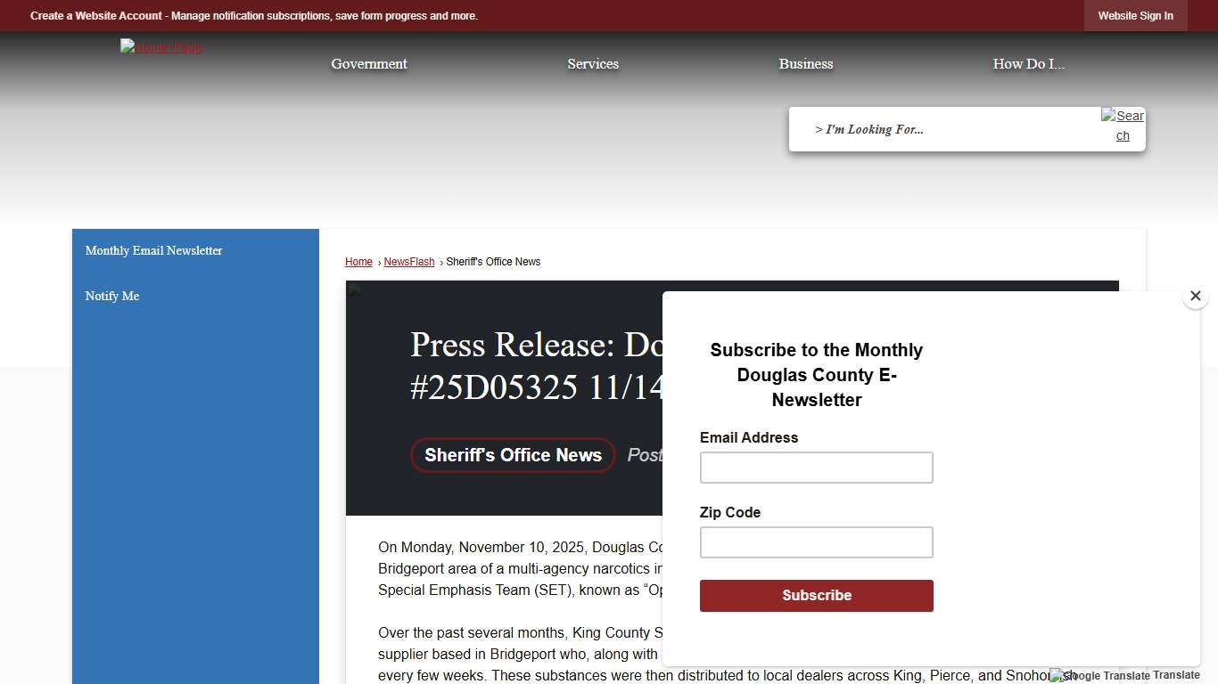 Press Release: Douglas County Case #25D05325 11/14/2025 • Douglas County, WA